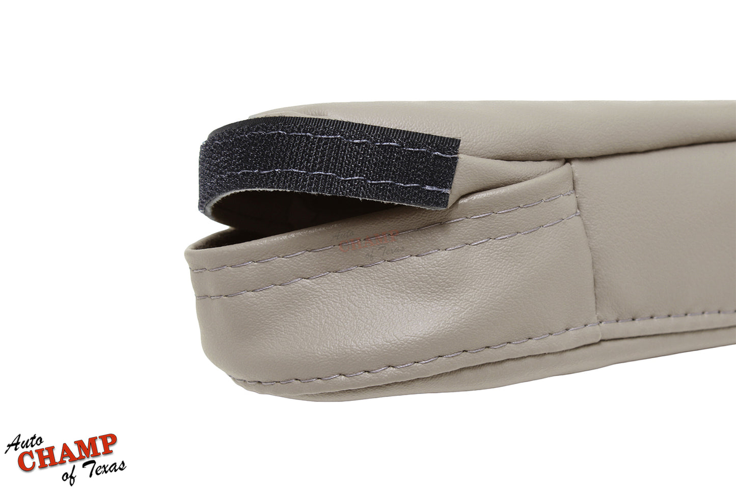 tan leather armrest replacement showing underside velcro closure for 2000-2004 tundra sequoia