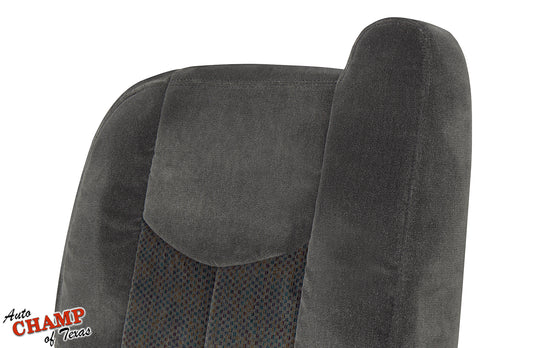 03 07 chevy silverado driver seat cloth cover dark gray upper angle view