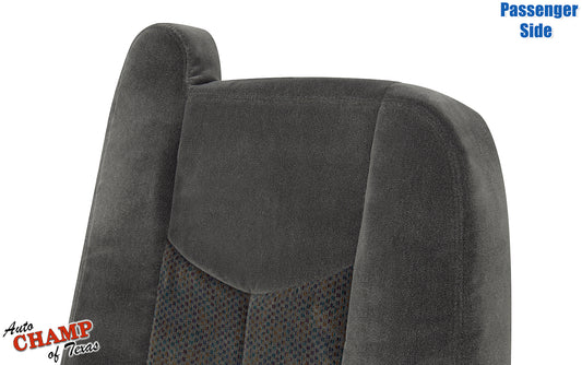 2003 2007 chevy silverado passenger side seat backrest cloth cover dark gray oem