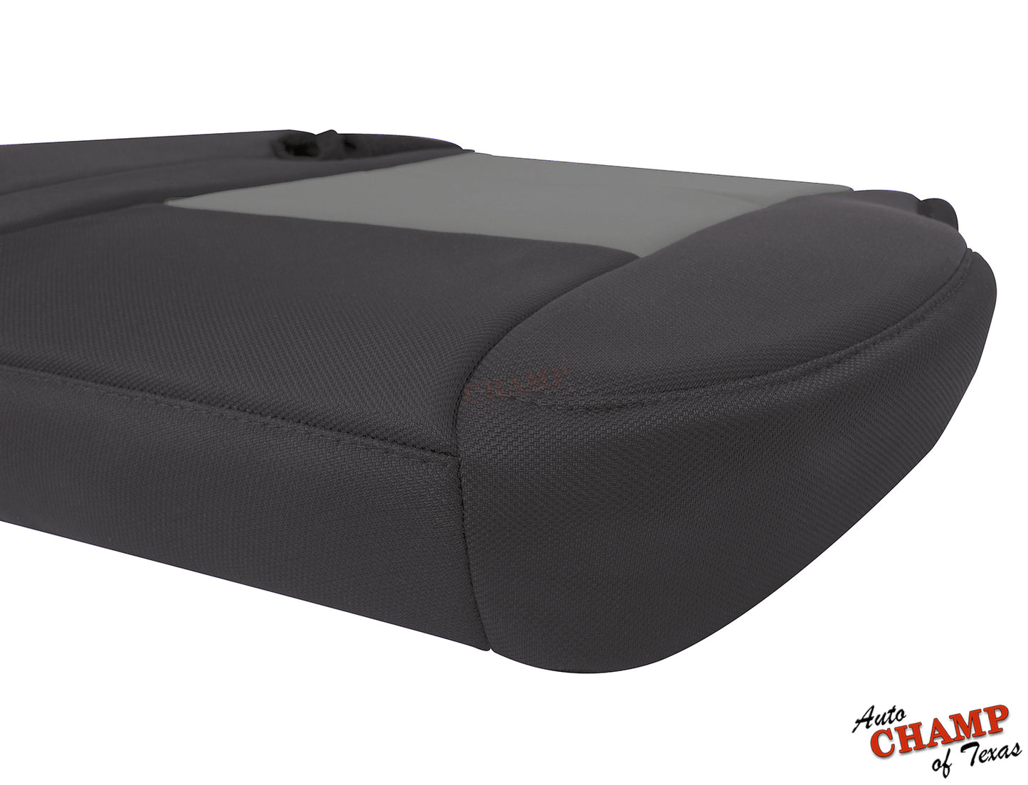 close-up of black and gray cloth seat cover for 2003-2011 Ford Ranger driver side bottom replacement