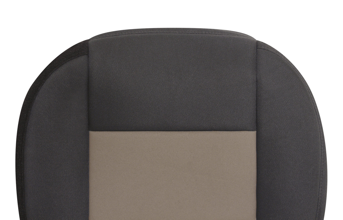 Ford Ranger black & tan cloth seat cover front view.