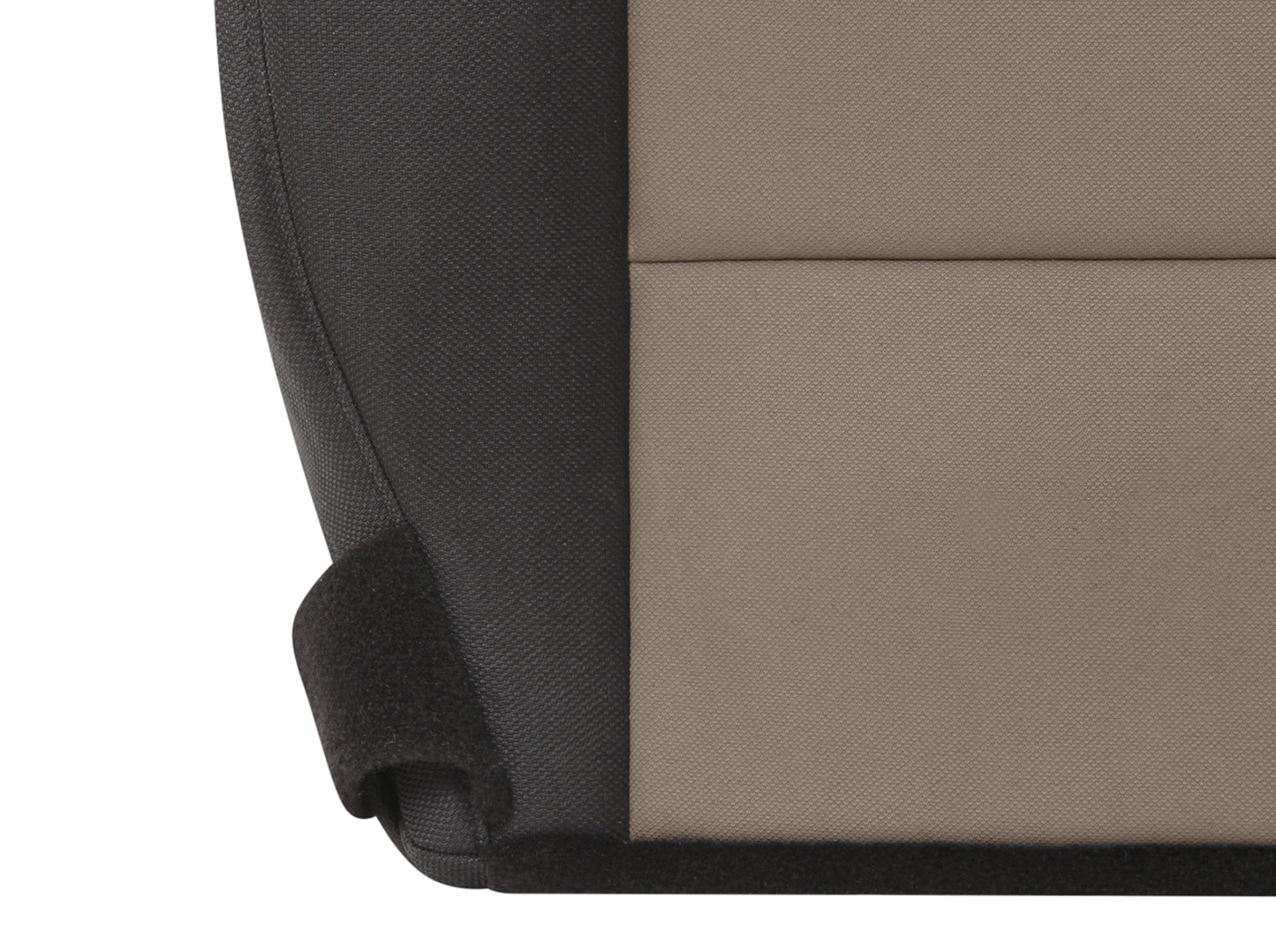 2003-2011 Ford Ranger seat cover black tan close-up bottom section 50/50 seat setup