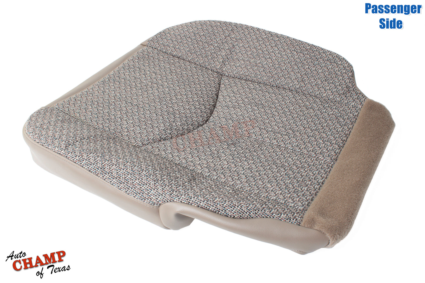 2003 2007 gmc sierra passenger bottom seat cover tan cloth wide angle view