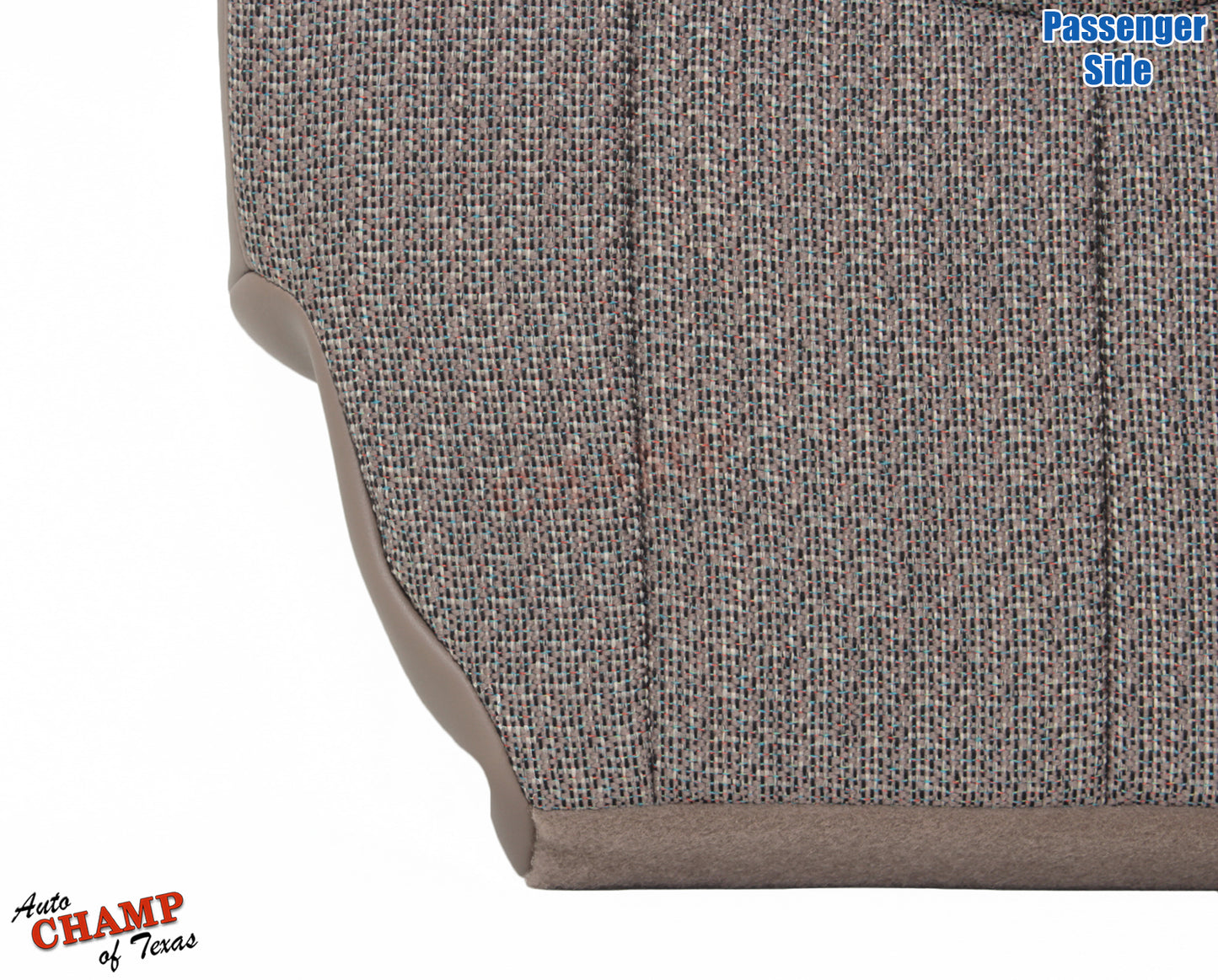 2003 2007 gmc sierra passenger bottom seat cover tan cloth angled closeup