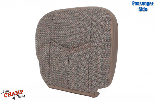 2003 2007 gmc sierra passenger bottom seat cover tan cloth angled view