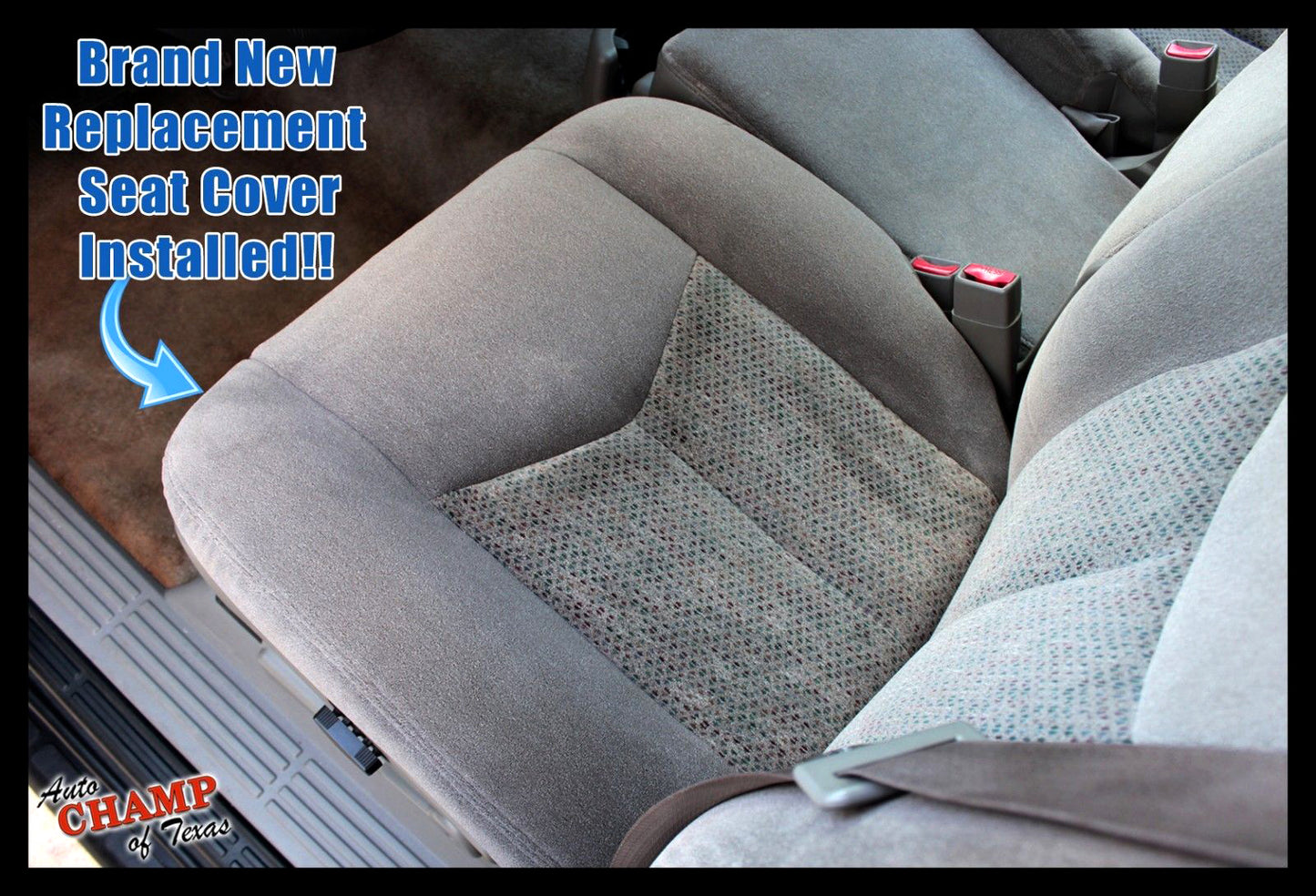 installed passenger seat cover chevy silverado 2003 2007 gray cloth 69d