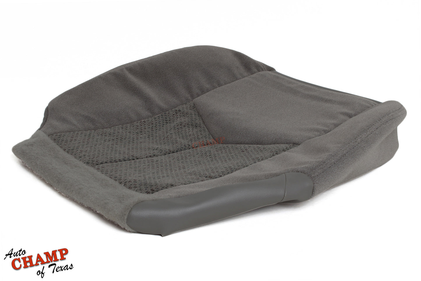 driver side bottom gray cloth seat cover angled view 2003 2007 silverado auto champ of texas