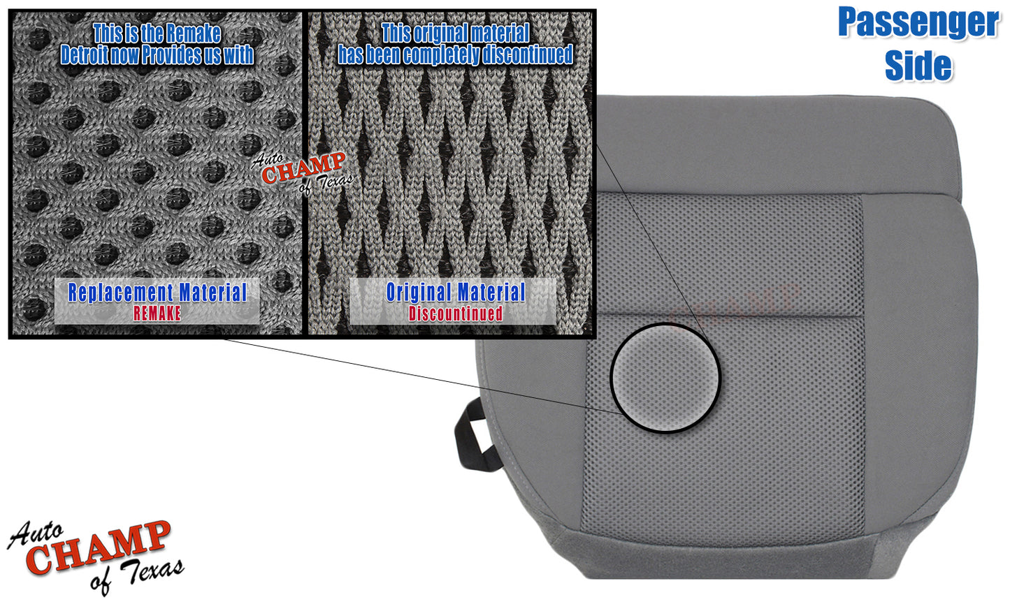 bottom seat replacement cover ford f150 2004 2005 2006 passenger gray