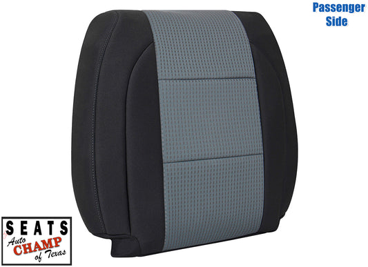 2004–2007 Nissan Titan Passenger Back Cloth Seat Cover Black & Gray w/Gray Single Stitch