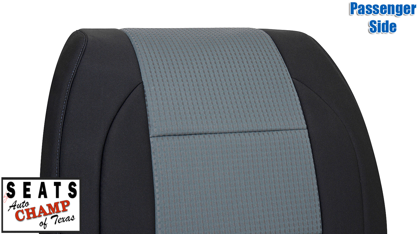 2004–2007 Nissan Titan Passenger Back Cloth Seat Cover Black & Gray w/Gray Single Stitch
