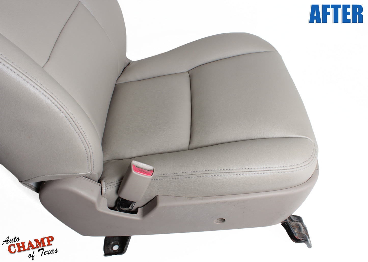 After image of the 2005-2006 Toyota Tundra Limited SR5 Driver Side Bottom Replacement Leather Seat Cover in Tan, showcasing a restored, clean, and new condition.