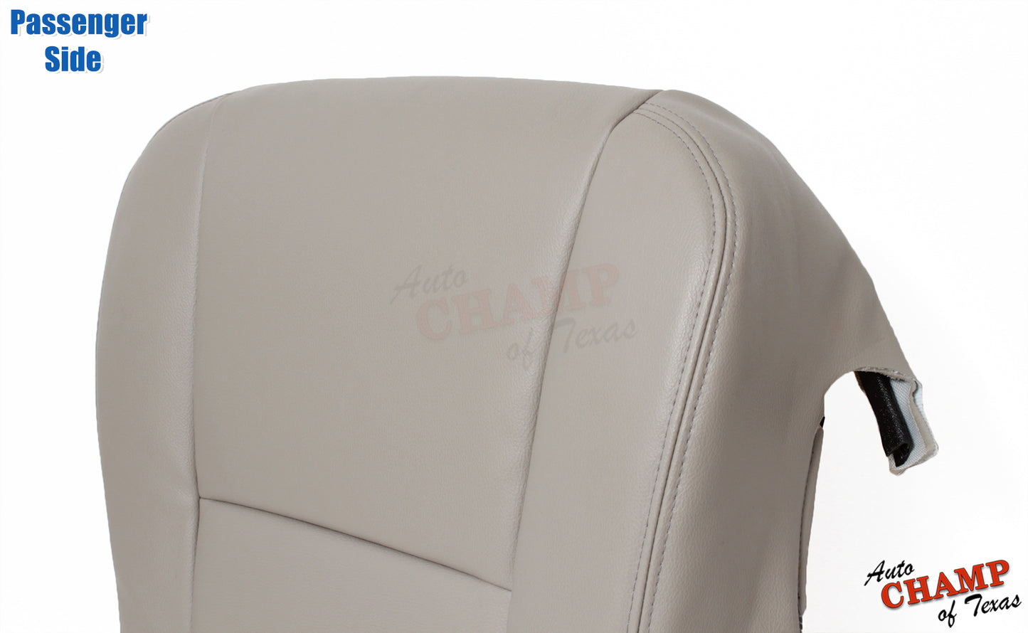 Passenger side of the 2005-2006 Toyota Tundra Limited SR5 Bottom Replacement Leather Seat Cover in Tan, showing the precision stitching and high-quality leather material.