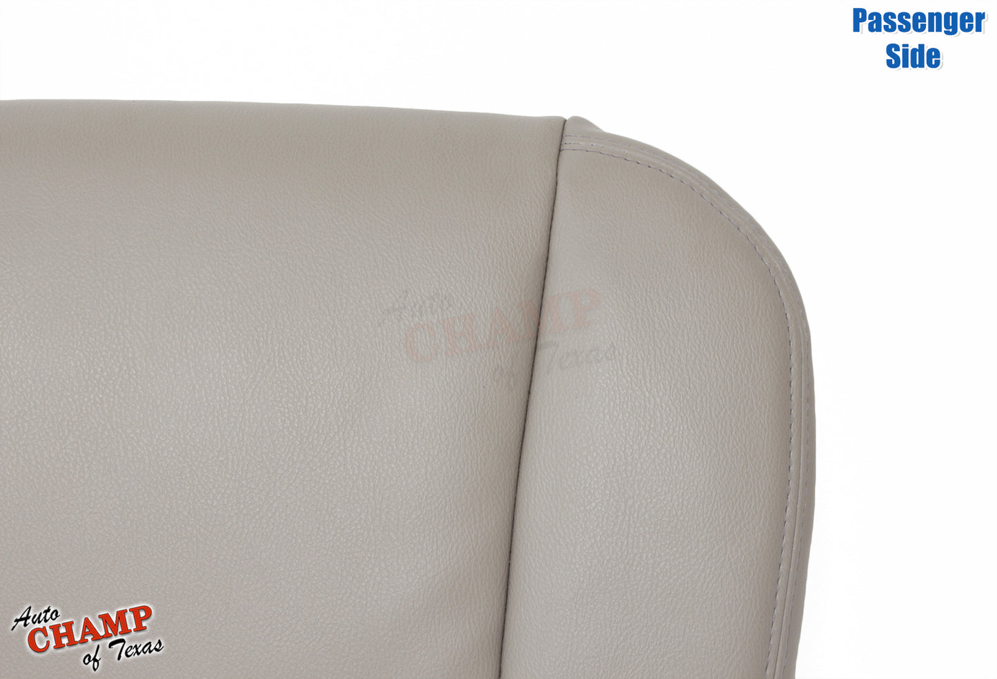 Passenger side of the 2005-2006 Toyota Tundra Limited SR5 Bottom Replacement Leather Seat Cover in Tan, showing the smooth leather texture and stitching.