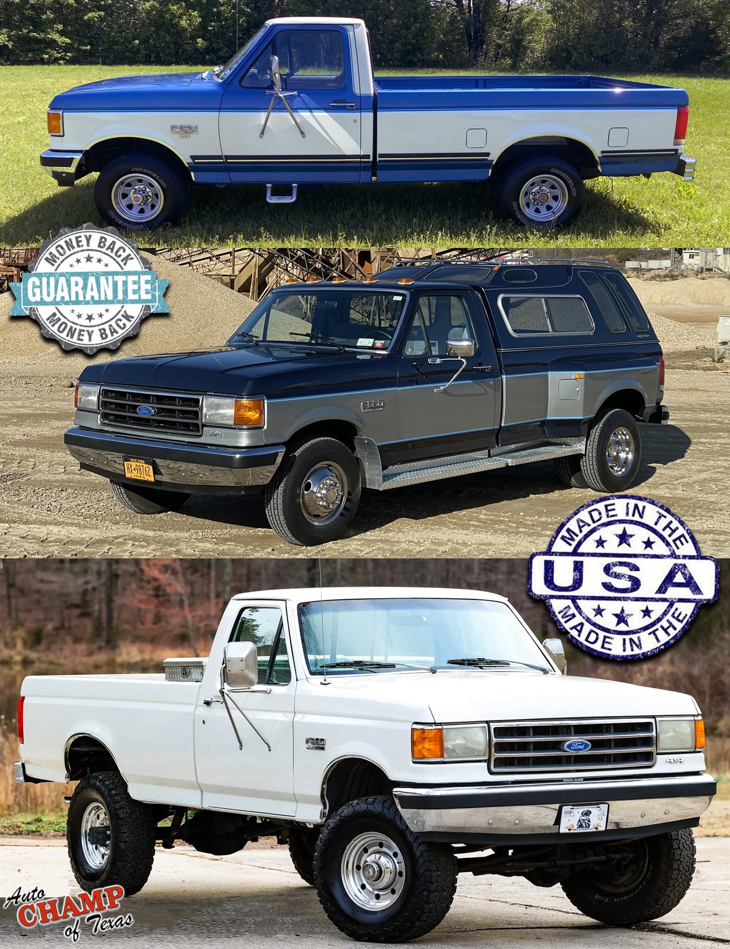 1987-1991 Ford F-150 F-250 F-350 XLT - Bottom/Lean Back Bench Seat Cloth Covers Tan