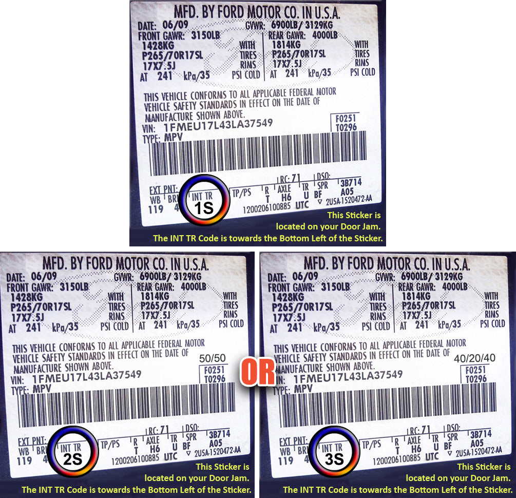 trm code 1s 2s 3s ford f-250 seat label 2011 2016