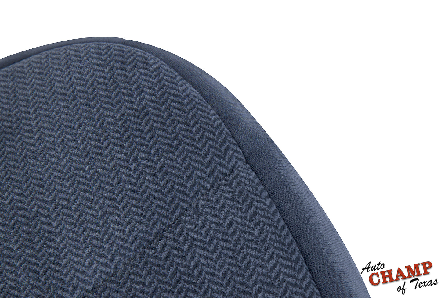 ford bronco xlt driver side bottom cloth seat cover blue close-up stitching