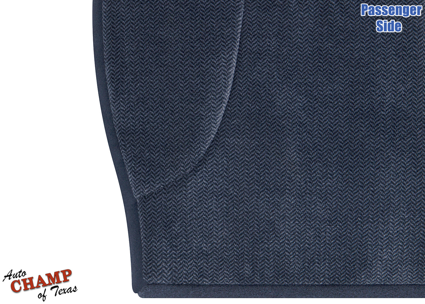 1992-1993 Ford Bronco XLT passenger side bottom seat cover blue fabric close-up with stitching details