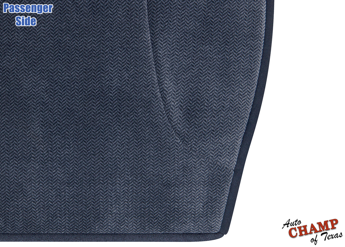 1992-1993 Ford Bronco XLT passenger side bottom seat cover blue fabric with detailed stitching
