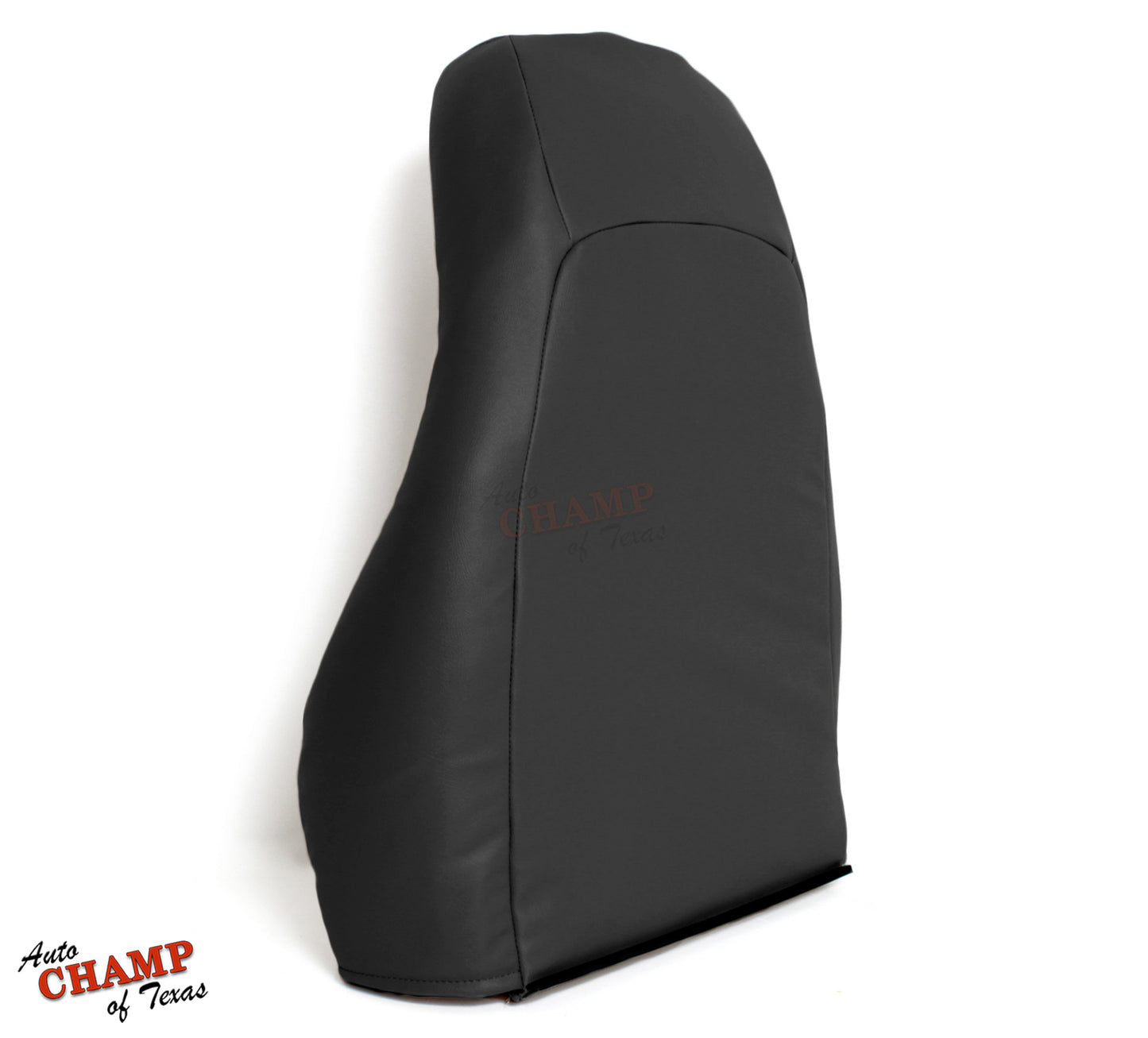 Rear view of black leather replacement seat cover showcasing sleek design and premium material.