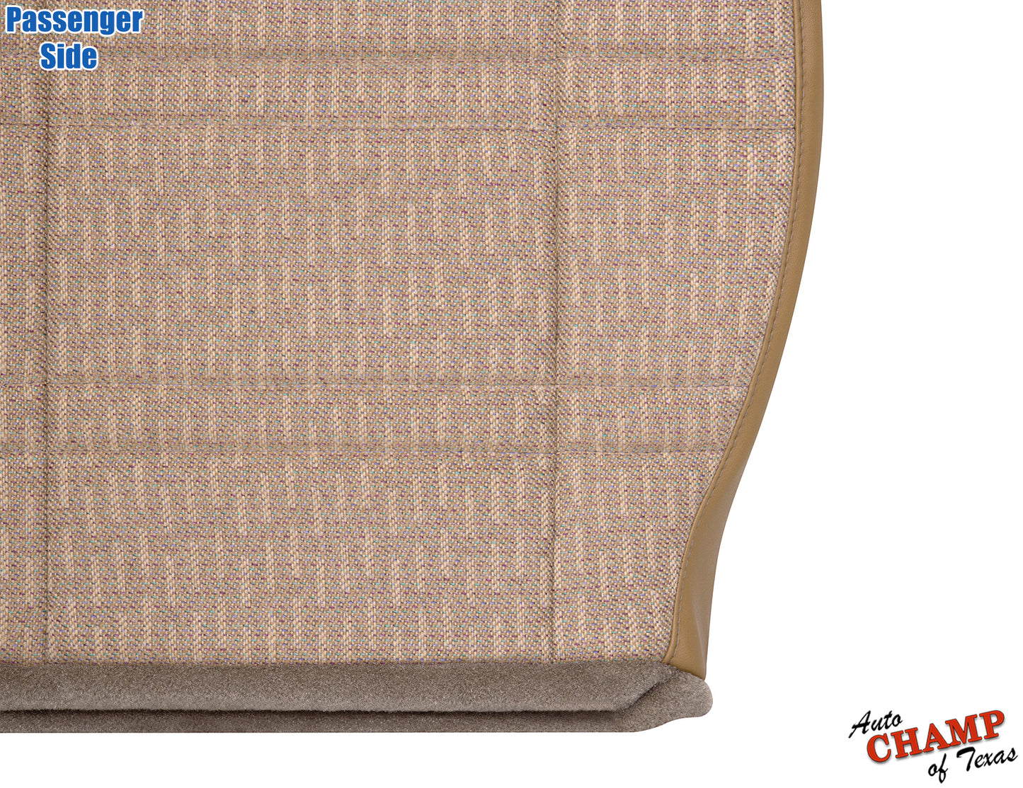 1997-1998 Jeep Cherokee Sport SE passenger side bottom seat cover tan saddle close-up view