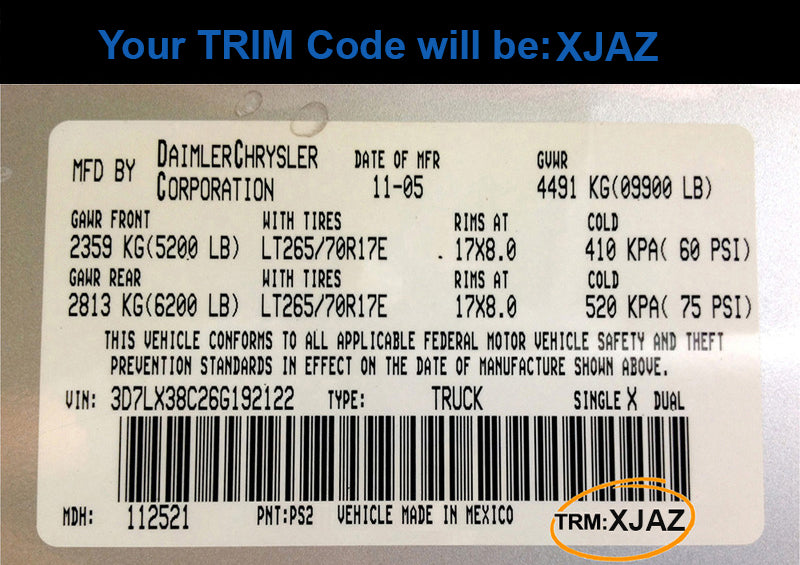 jeep cherokee classic trim code identification label xjaz