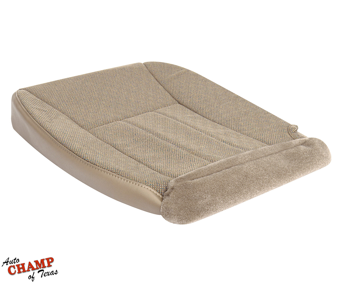 1999-2001 Jeep Cherokee classic driver side bottom replacement cloth seat cover in tan camel with detailed stitching.