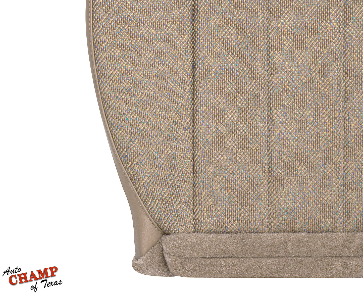 Side view of a tan camel replacement seat cover for 1999-2001 vehicles.