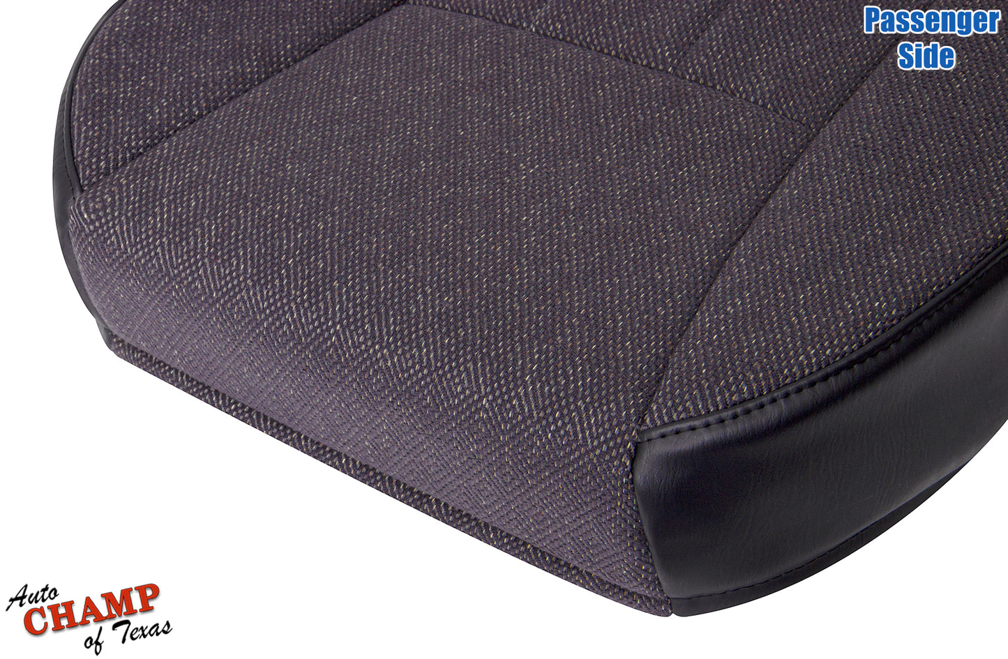 1999-2001 jeep cherokee classic passenger side bottom cloth seat cover dark gray corner close-up