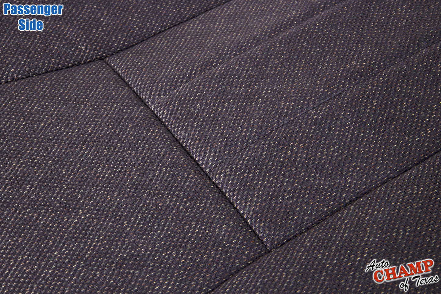 Detailed close-up of fabric texture on the passenger side bottom seat cover for 1999–2001 Jeep Cherokee Classic in dark gray.