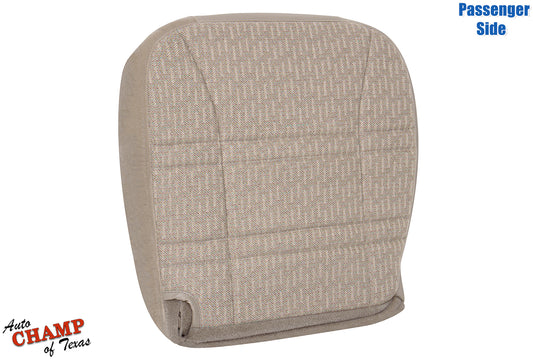 passenger side bottom replacement cloth seat cover tan camel for 1999-2001 jeep cherokee sport se angled side view