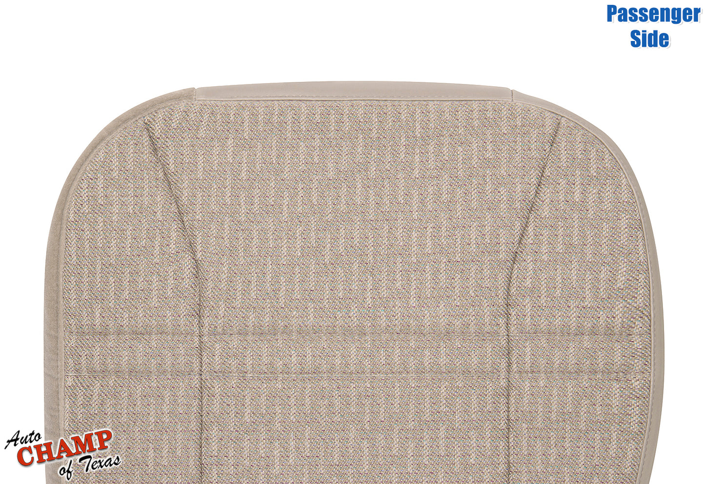 upper view of passenger side bottom replacement cloth seat cover tan camel for 1999-2001 jeep cherokee sport se
