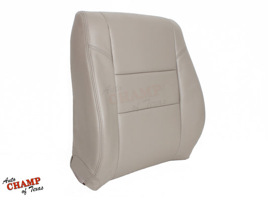 View of the 2005-2006 Toyota Tundra Limited SR5 Driver Side Lean Back Replacement Leather Seat Cover in Tan, highlighting the seamless leather upholstery and smooth design.