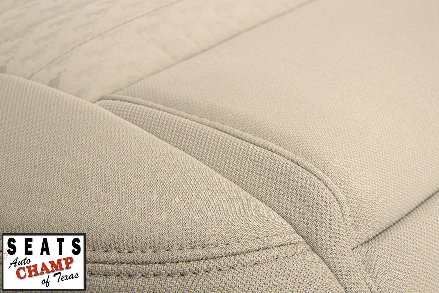 mustang seat cover stitching tan cloth driver bottom