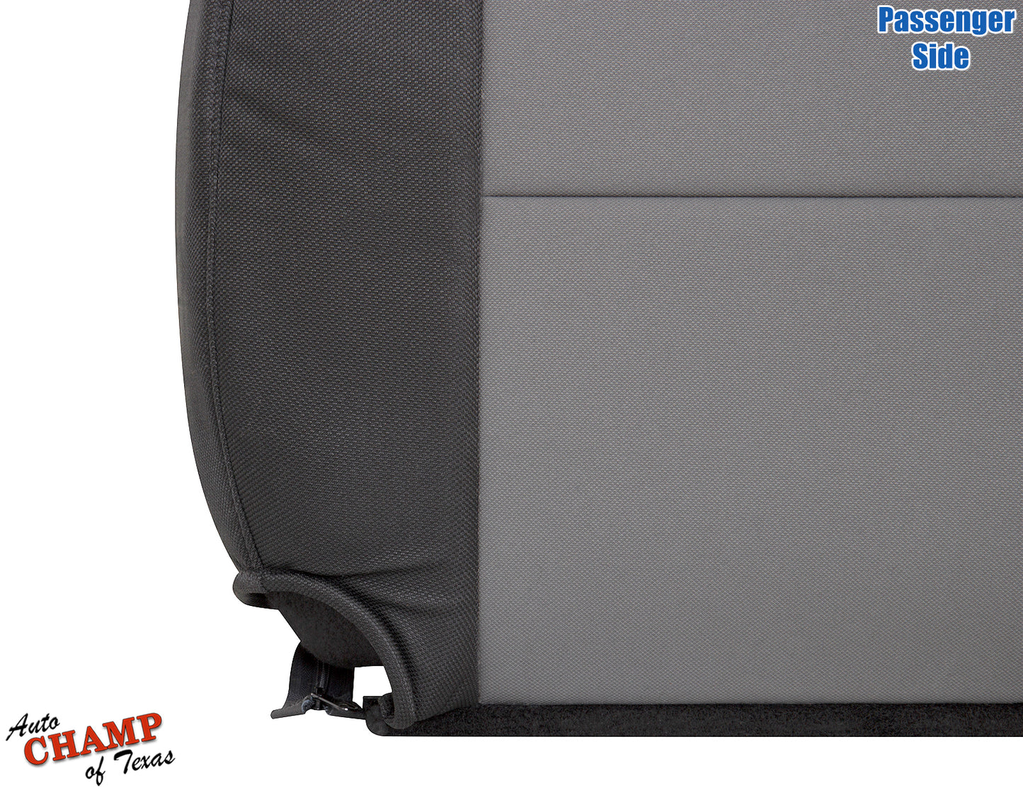 2010-2011 Ford Ranger passenger seat cover black and gray bottom close-up