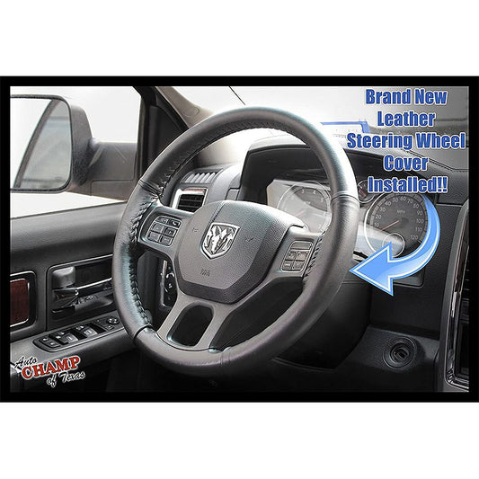 2013 dodge ram steering wheel cover black leather wrap fit