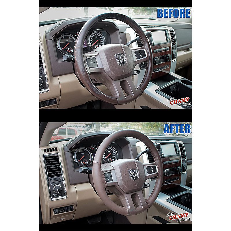 before after dodge ram steering wheel leather wrap upgrade dark brown auto champ of texas