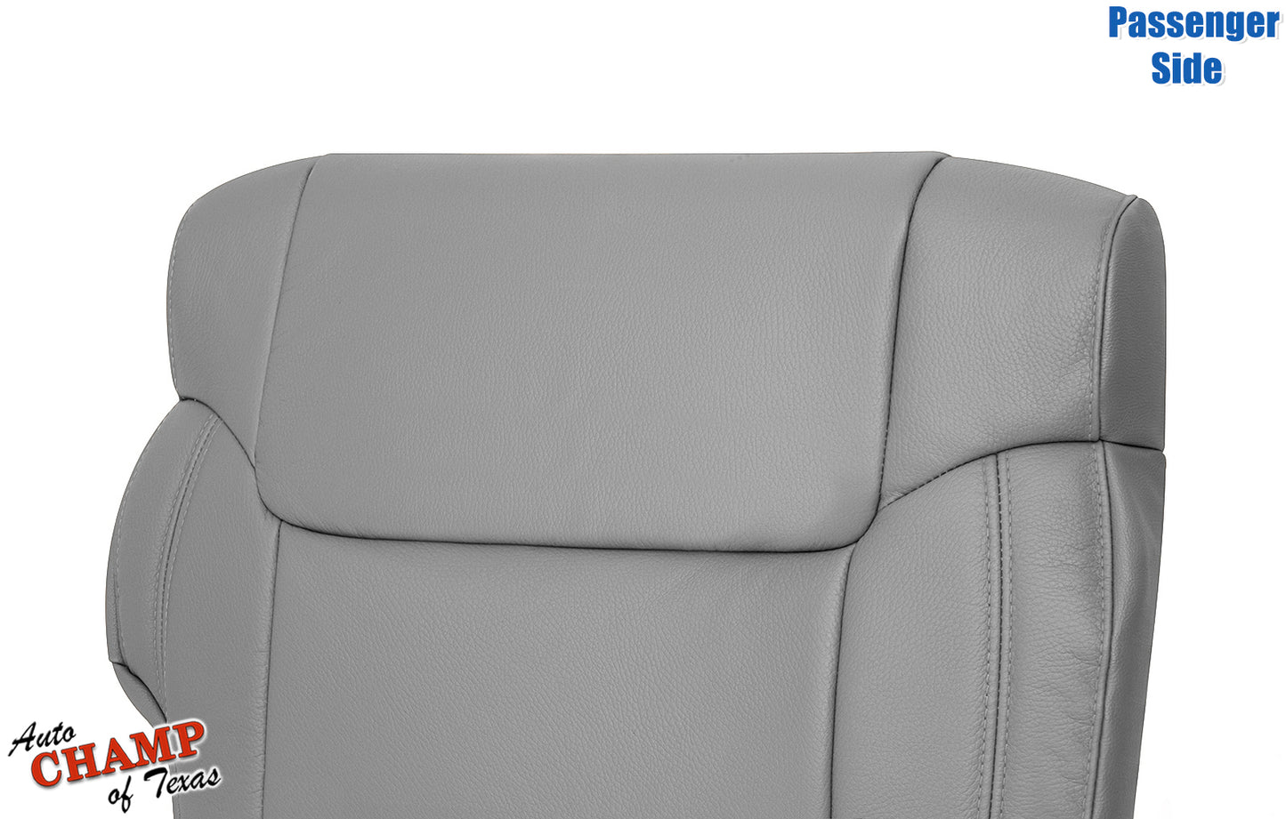 2014 2021 toyota tundra passenger bottom seat cover gray leather close up view