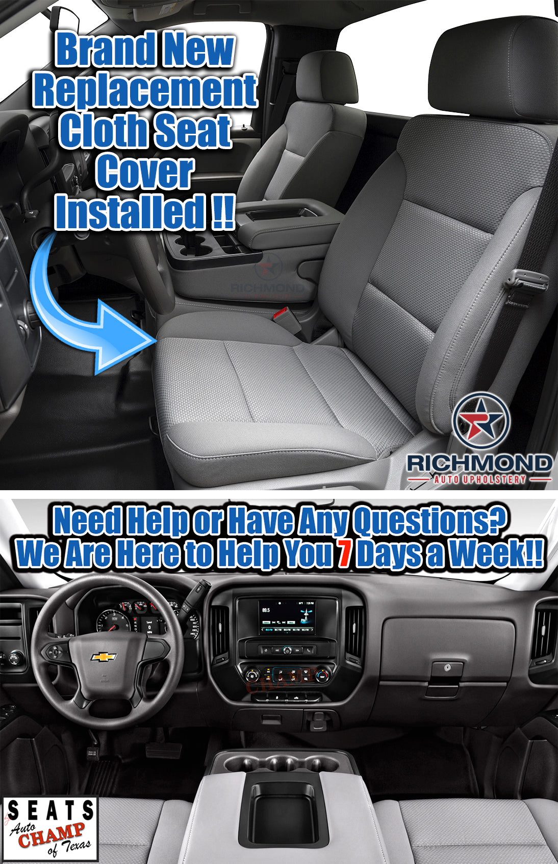 chevy silverado gray cloth passenger lean back seat cover