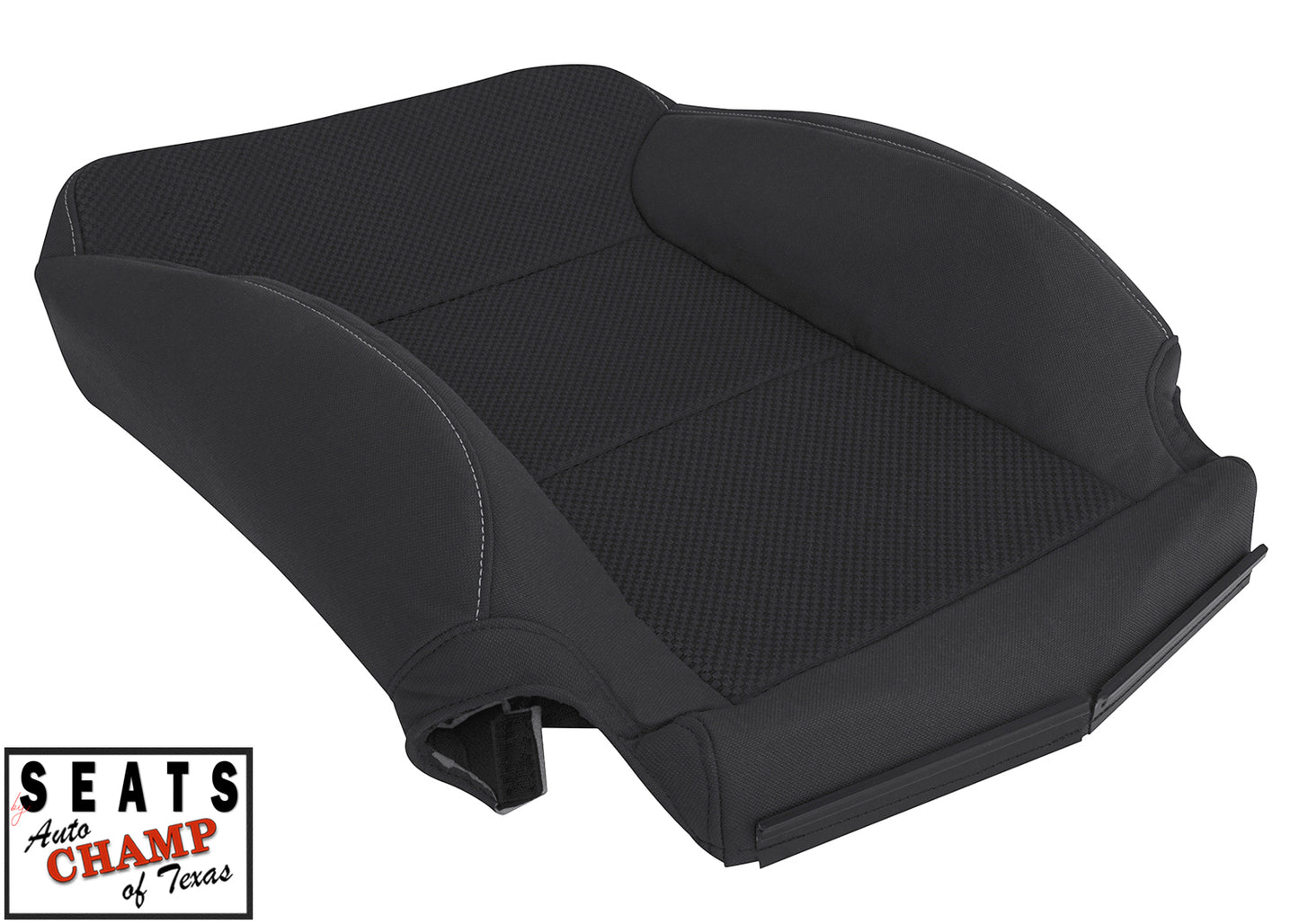2015 2019 gmc sierra 1500 driver side bottom seat cover cloth black cushion angle view