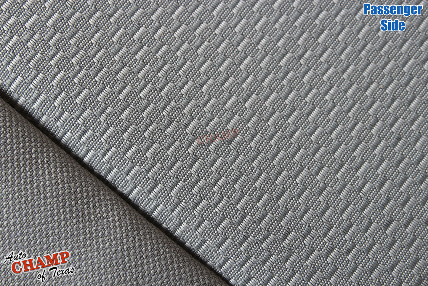 2014 2019 gmc seat cover close up ash gray fabric texture