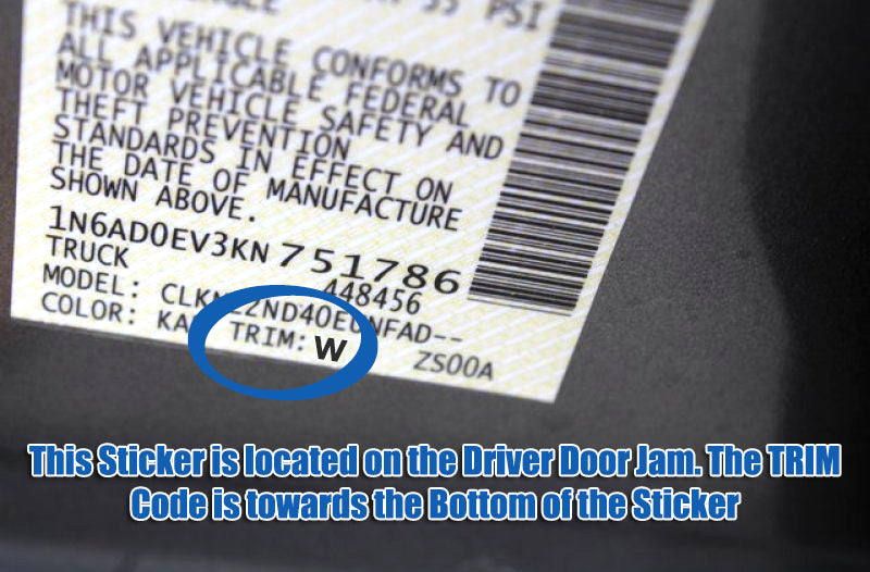 nissan frontier trim code location label