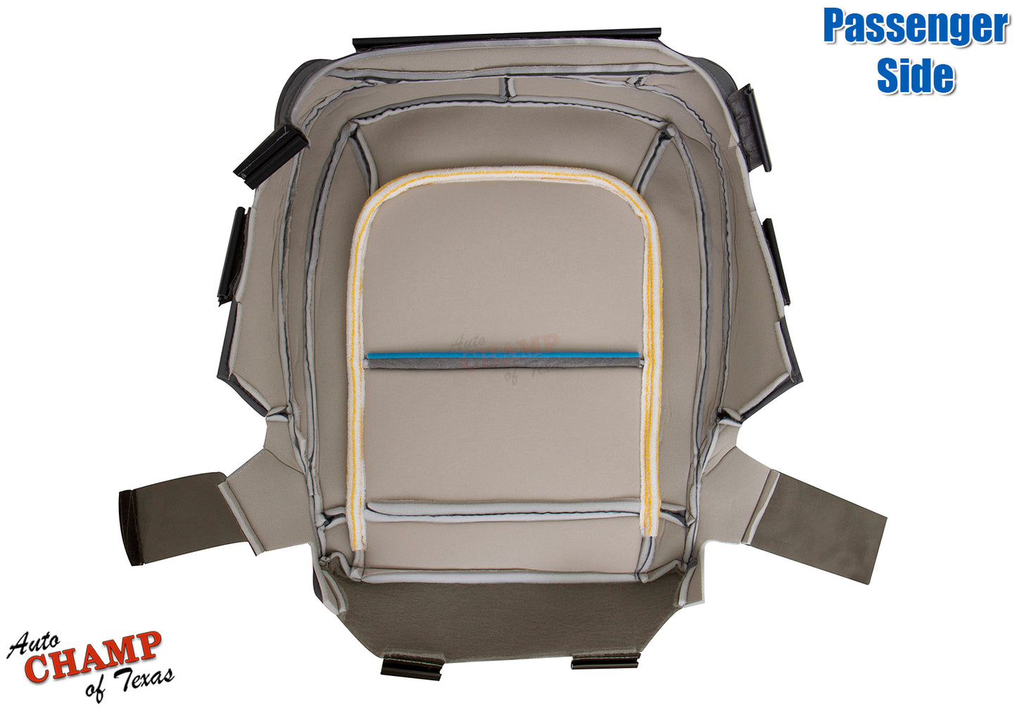 2015 2021 gmc canyon passenger seat cover underside view dune tan cloth