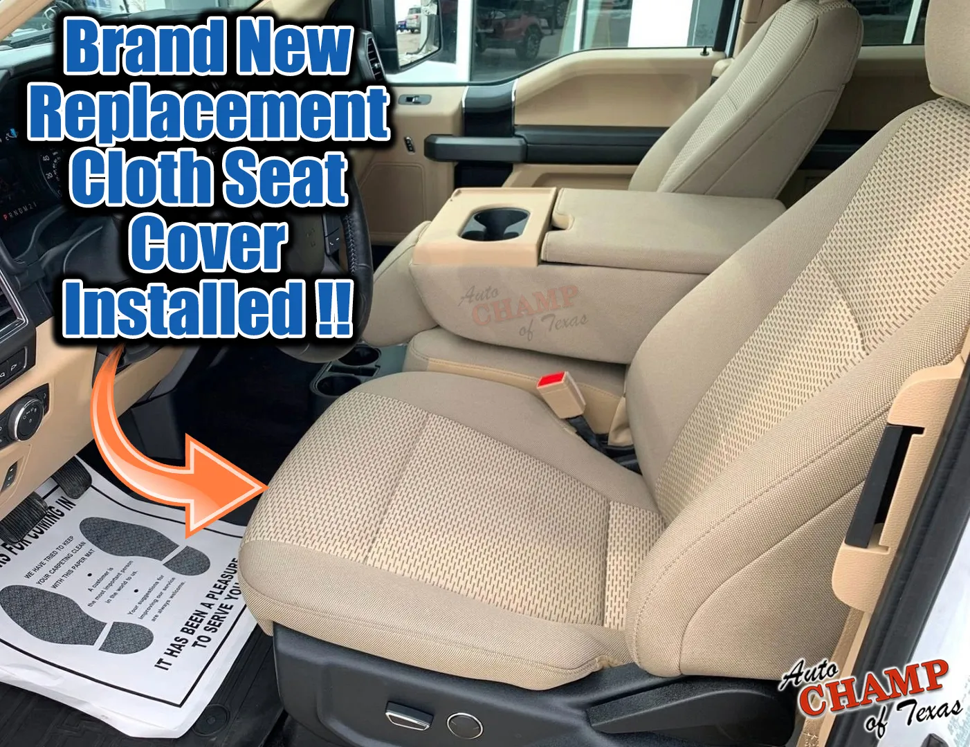 2017 2022 ford f250 xlt driver side lean back seat cover tan cloth