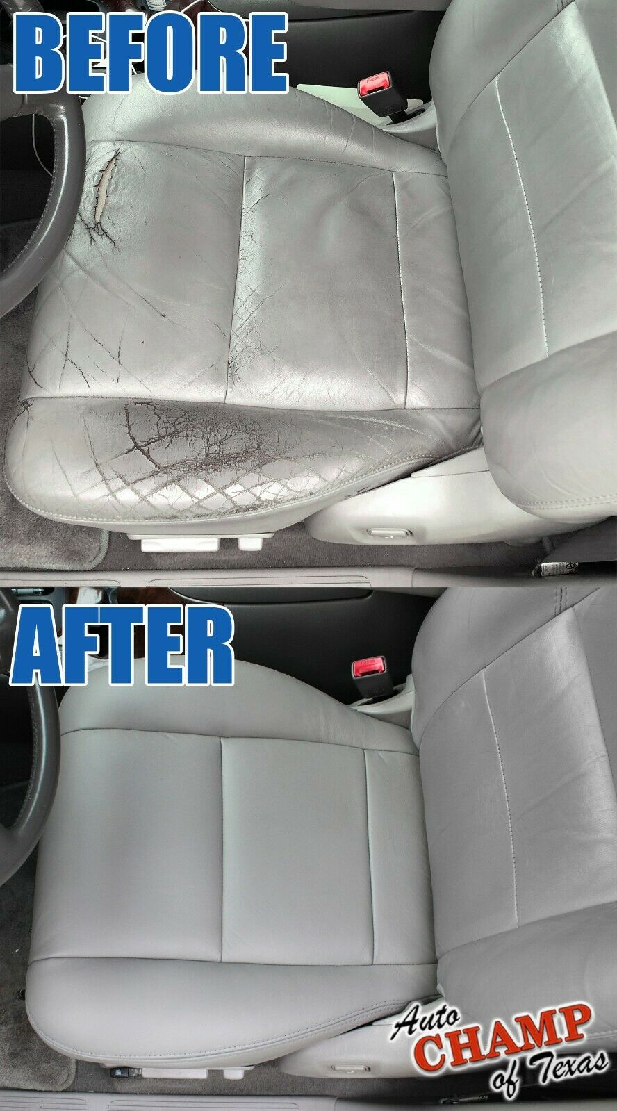 before and after gray leather seat cover replacement for 2000-2004 tundra sequoia