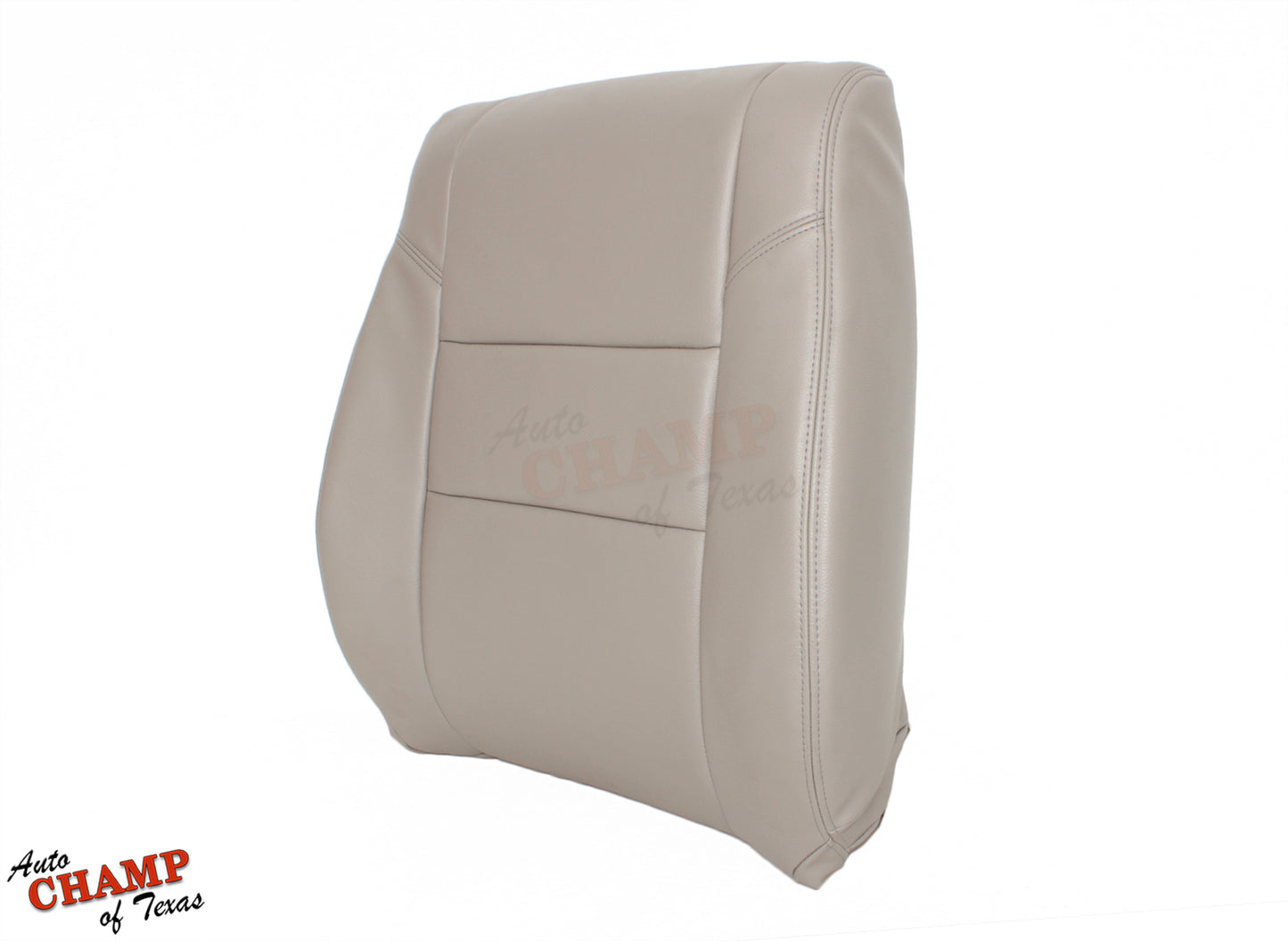 Side view of the 2005-2006 Toyota Tundra Limited SR5 Driver Side Lean Back Replacement Leather Seat Cover in Tan, highlighting the soft leather material and smooth stitching detail along the side.
