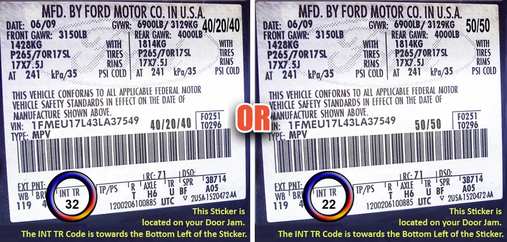 ford trm code 32 22 gray interior seat sticker f250