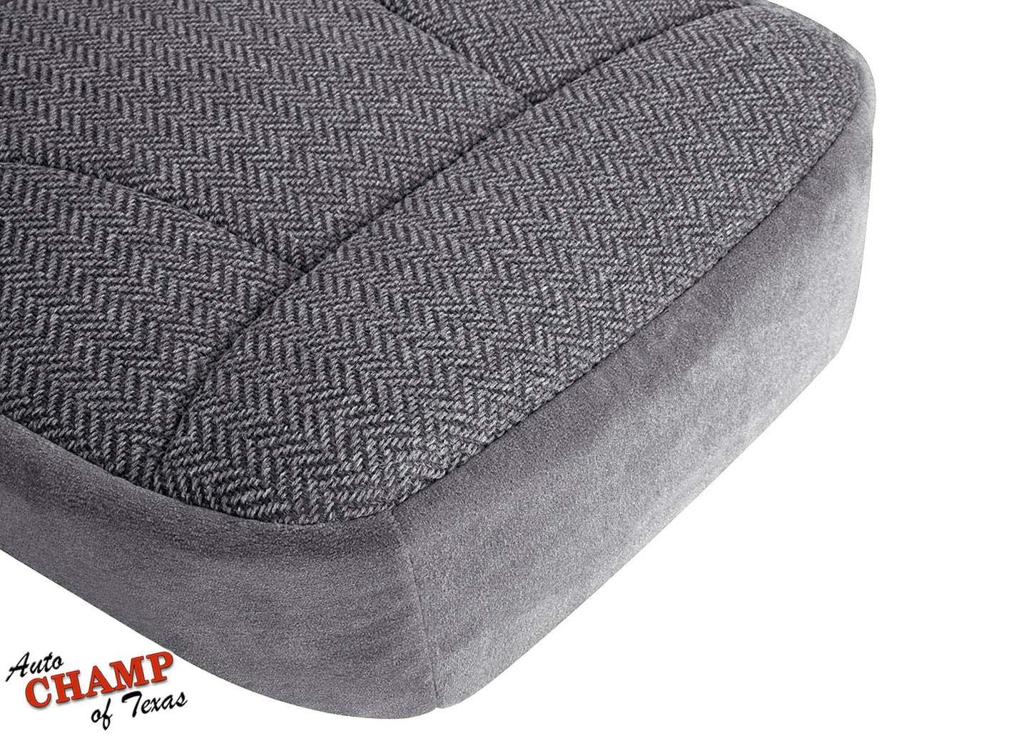 1992-1993 Ford Bronco XLT driver side bottom cloth seat cover gray close-up side