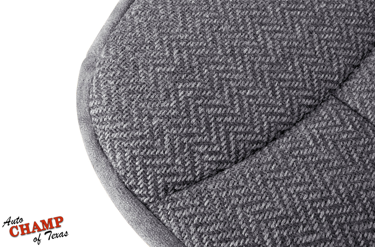 1992-1993 Ford Bronco XLT Driver Side Bottom Cloth Seat Cover Gray close up angle