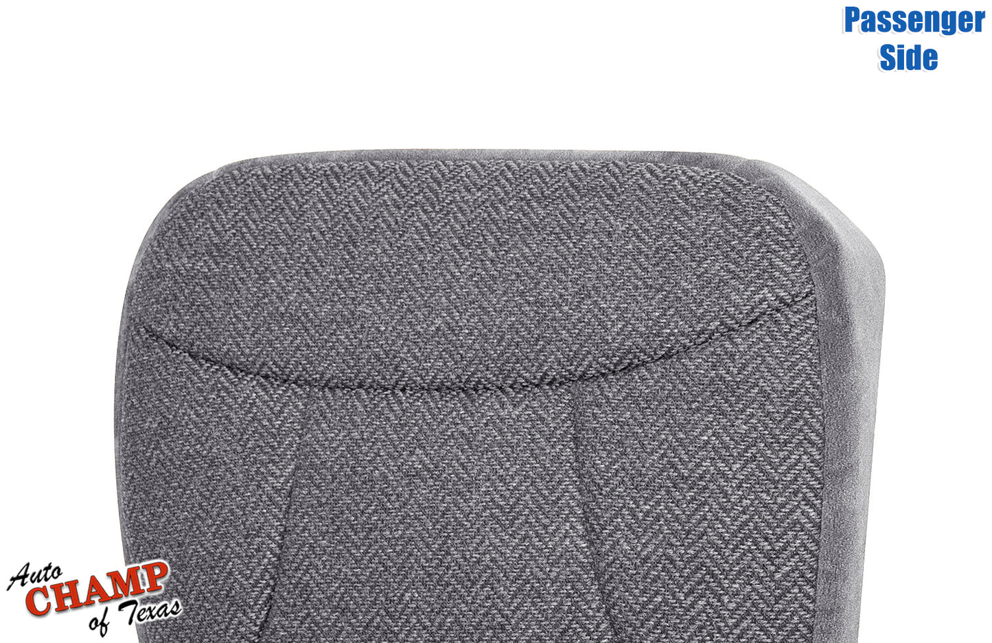 1992-1993 Ford Bronco XLT passenger side bottom cloth seat cover gray angled side view right