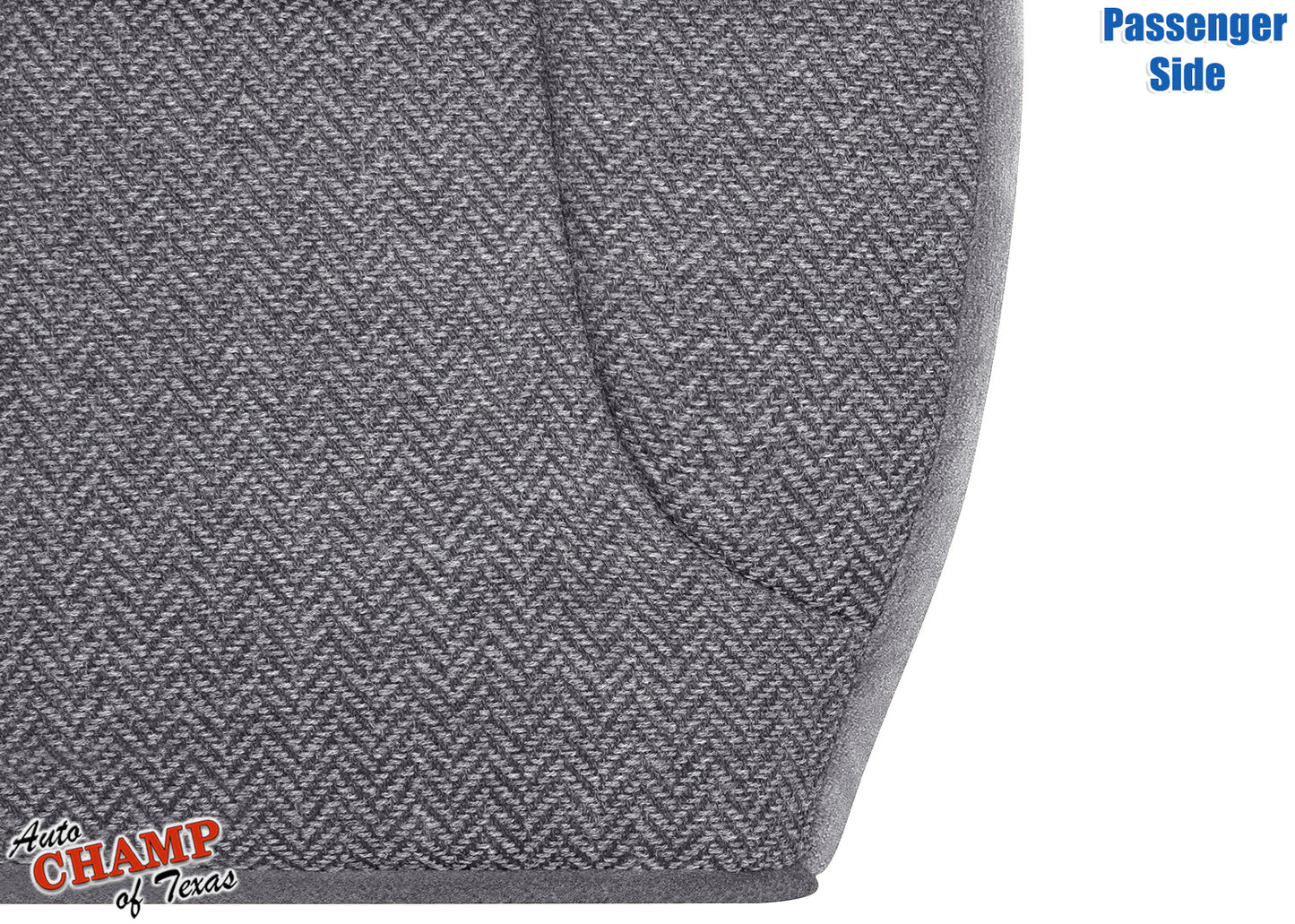 1992-1993 Ford Bronco XLT passenger side bottom cloth seat cover detailed close-up bottom right